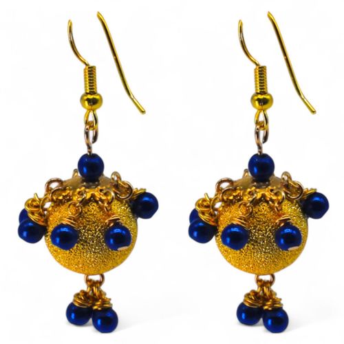 Stardust Earrings Gold & Royal Blue earring making kit — DIY set with beads and instructions for creating handmade jewelry