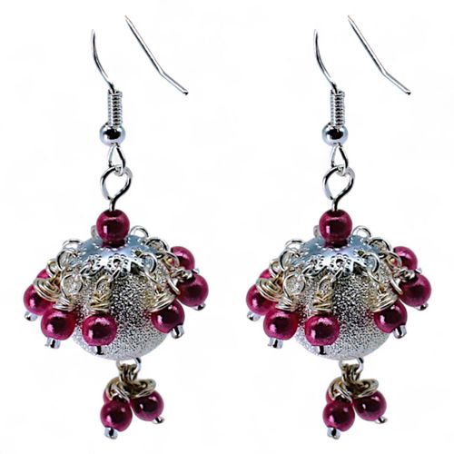 Stardust Earrings Silver & Pink earring making kit — DIY set with beads and instructions for creating handmade jewelry