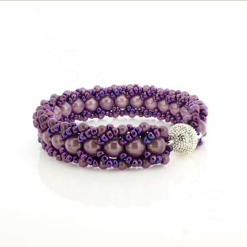 Flat Spiral Bracelet Bundle lilac bracelet making kit — DIY set with beads and instructions for creating handmade jewelry