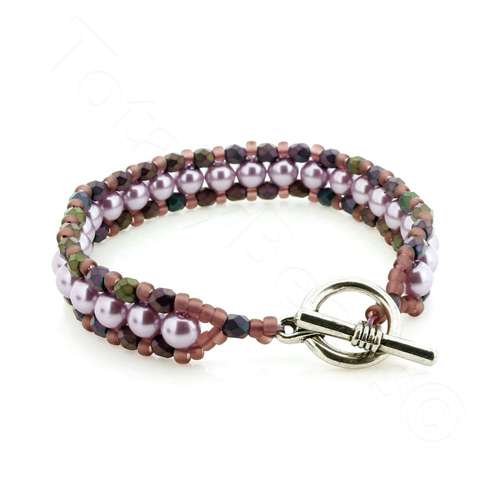 Lydia Bracelet Bundle dark lavender bracelet making kit — DIY set with beads and instructions for creating handmade jewelry
