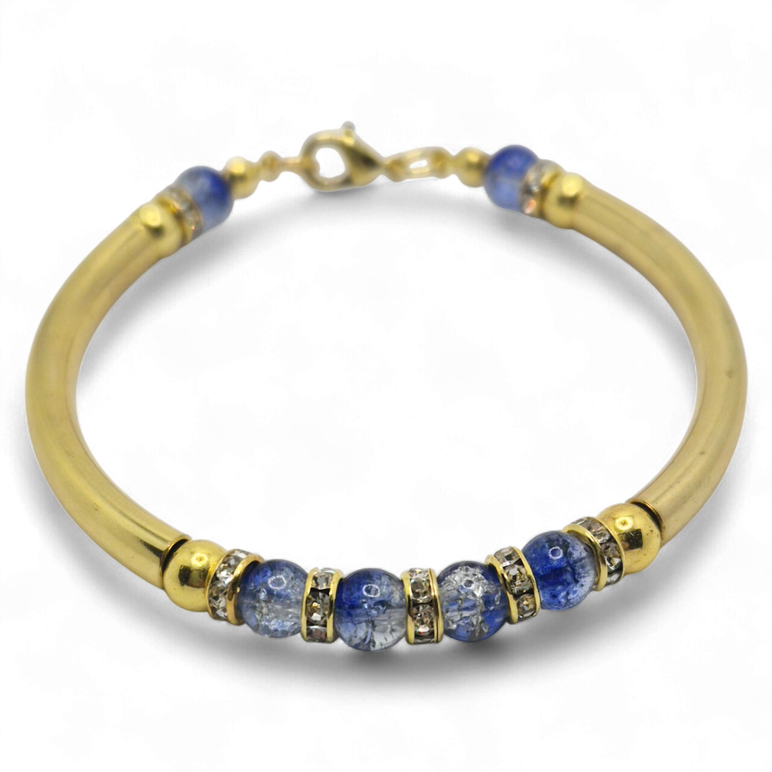 Lisa Curved Tube Bracelets Gold Blue for jewellery making