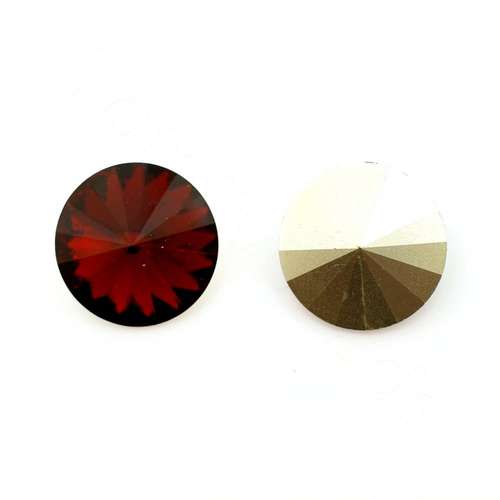 18mm resin Rivoli stone oxblood red — faceted round crystal-style cabochon ideal for jewelry making, settings, and crafts