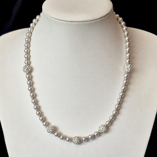 Shamballa Pearl Necklace Silver Dust for jewellery making