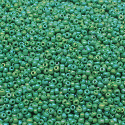 Seed Beads Opaque Rainbow Green Size 8 100g 3mm for jewellery making
