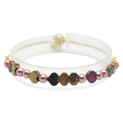 Heart Slider Bracelets x4 Mermaid Pink for jewellery making