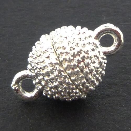 Magnetic Clasp Spotted Round 8mm Silver Plate 1pc 1 pieces for jewellery making