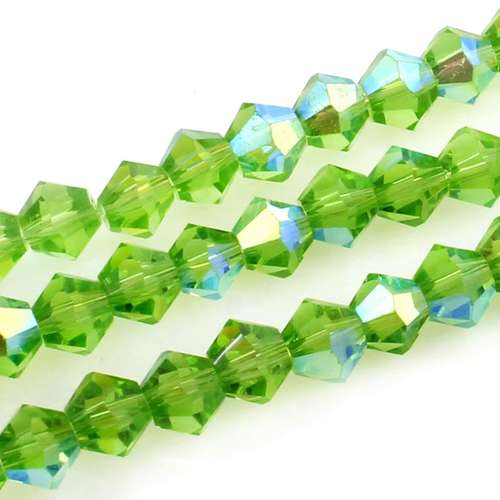 5mm crystal bicone beads green ab — AB finish, faceted for jewelry making and beadwork