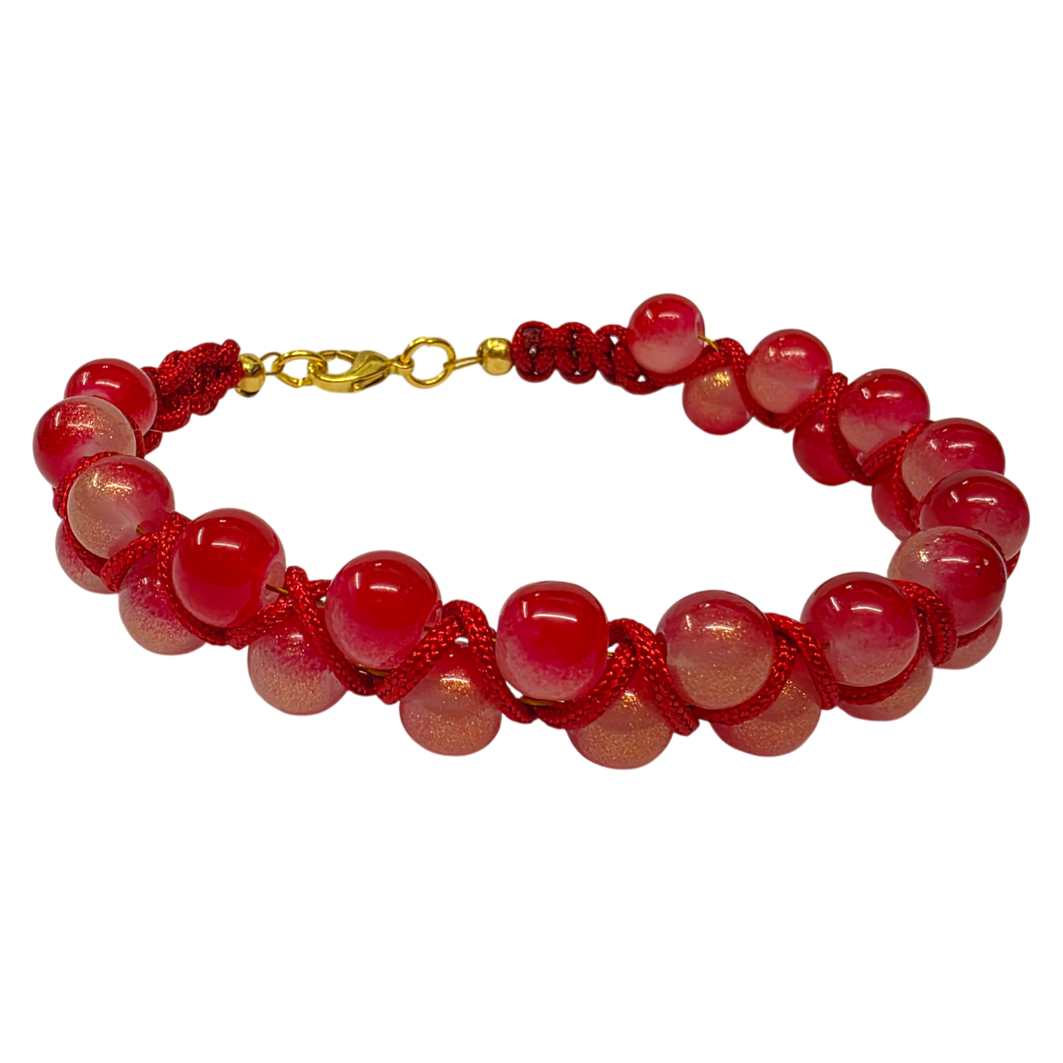 Kris Kross Macrame Bracelet x2 Glitter Red for jewellery making