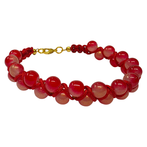 Kris Kross Macrame Bracelet x2 Glitter Red for jewellery making