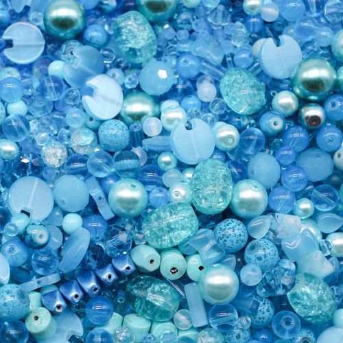 Premium Bead Mix 75g Aqua 2mm for jewellery making