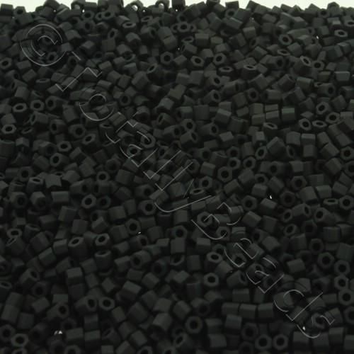 Toho Size 11 Hex Seed Beads 10g - Opaque Frosted Jet Black