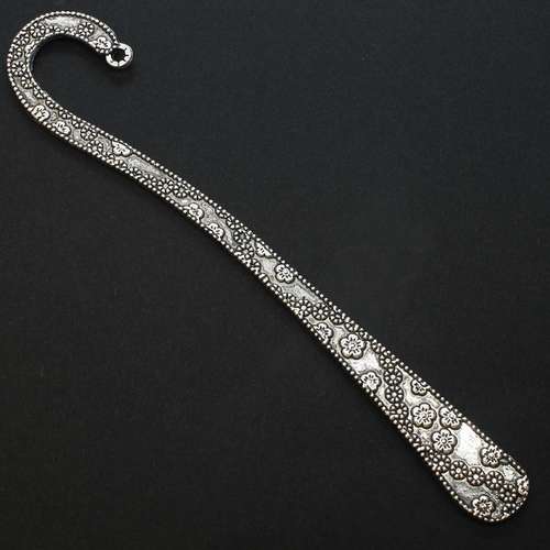 Antique Silver Metal Bookmark - Daisy Flowers 120mm 1 pcs