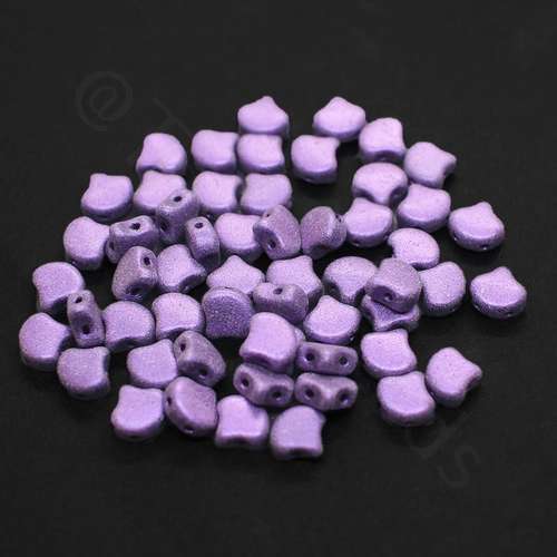 10g Czech glass Rulla beads met suede purple — two-hole beads for jewelry making and bead weaving