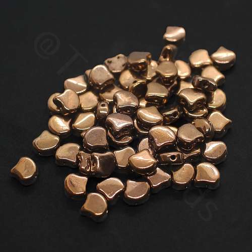 10g Czech glass Rulla beads dk bronze — two-hole beads for jewelry making and bead weaving