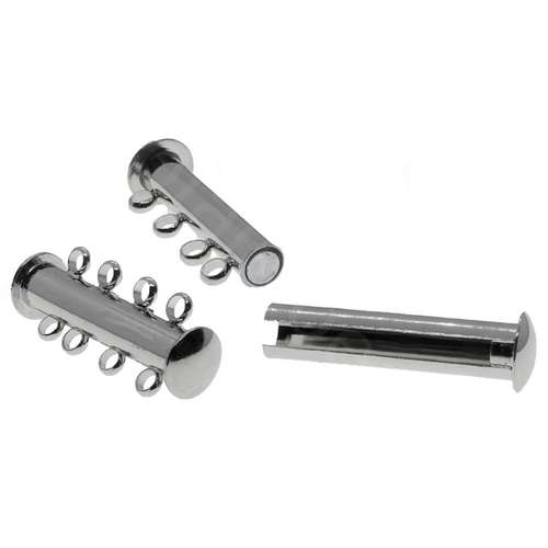 Sliding Magnetic Clasp 4 Strand - Rhodium