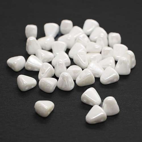 Czech glass Rulla beads bit czech glass beads 30pcs - luster opaque white — two-hole beads for jewelry making and bead weaving