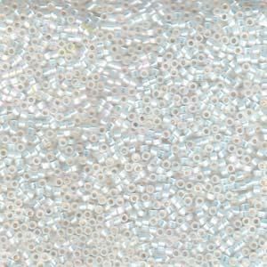 size 11 Miyuki Delica seed beads white opal ab db222 5g — 5g pack, premium Japanese cylinder beads perfect for bead weaving, embroidery,…