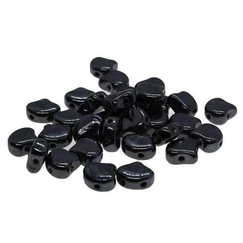 10g Czech glass Rulla beads hematite — two-hole beads for jewelry making and bead weaving