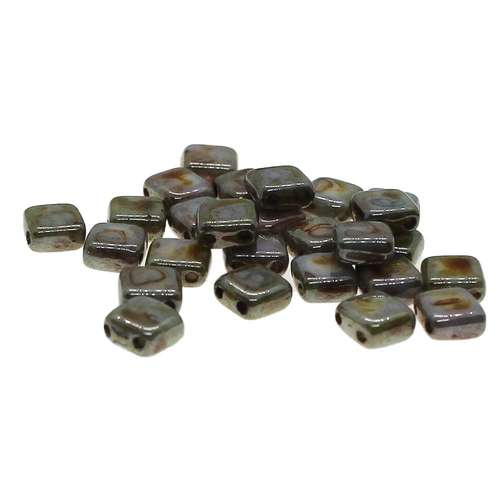 6mm Czech glass glass beads ultra luster - opaque green — pack of 25, high-quality two-hole beads ideal for jewelry making, bead weaving,…
