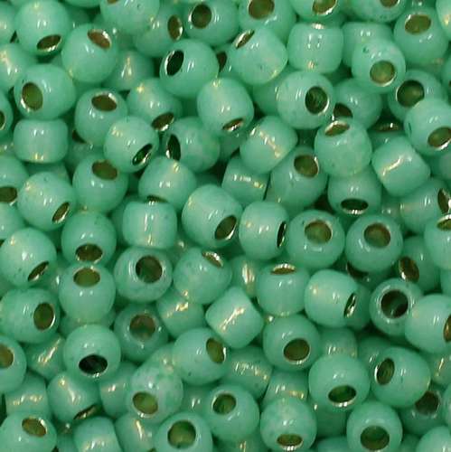 Toho Size 6 Seed Beads 10g - PF Silver Lined Milky Peridot