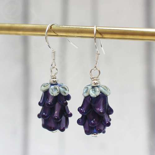 Lampwork Earrings + Pendant purple rose lavender - 20mm earring making kit — DIY set with beads and instructions for creating handmade je…