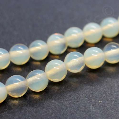 Opal Cream Round Half Opaque Beads - 6mm
