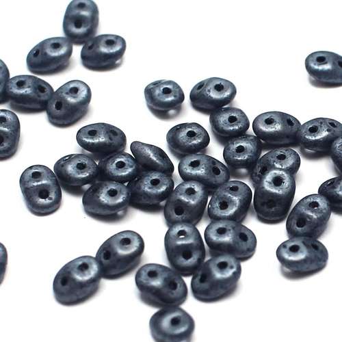 10g Czech glass Rulla beads matte hematite — two-hole beads for jewelry making and bead weaving