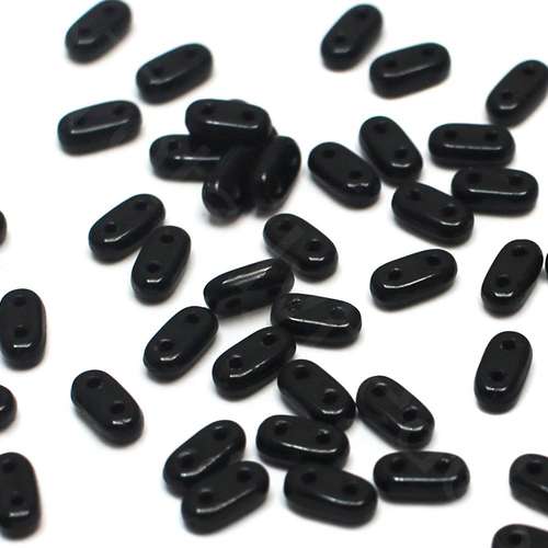 6mm Czech glass glass beads jet black — pack of 7, high-quality two-hole beads ideal for jewelry making, bead weaving, and crafts