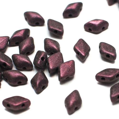 8x5mm 10g Czech glass Rulla beads metallic suede pink — two-hole beads for jewelry making and bead weaving