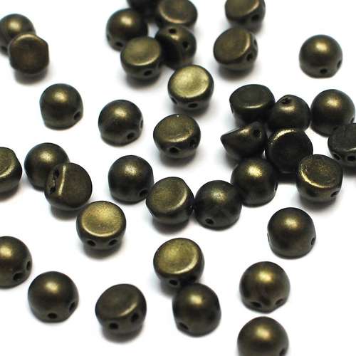 7mm Czech glass glass beads metallic suede dark green — pack of 25, high-quality two-hole beads ideal for jewelry making, bead weaving, a…