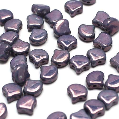 10g Czech glass Rulla beads luster met. amethyst chalk — two-hole beads for jewelry making and bead weaving