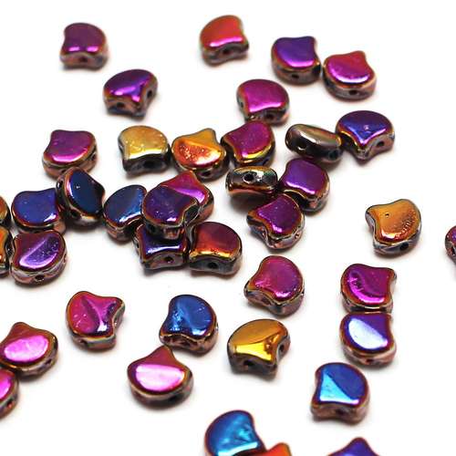 10g Czech glass Rulla beads jet full sliperit — two-hole beads for jewelry making and bead weaving