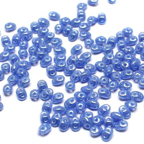 10g Czech glass Rulla beads luster opal sapphire — two-hole beads for jewelry making and bead weaving