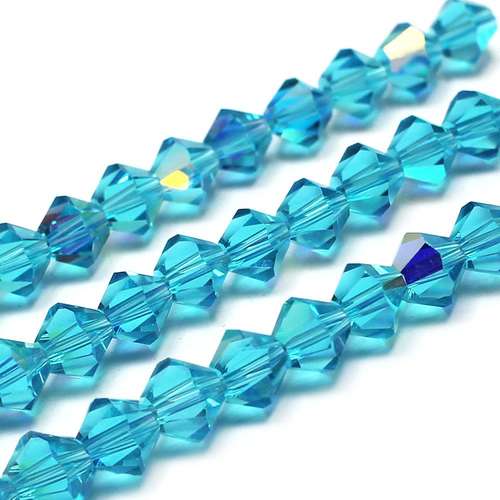 8mm crystal bicone beads aqua ab — AB finish, faceted for jewelry making and beadwork
