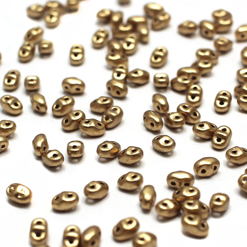 2x4mm 5g Czech glass Rulla beads matte metallic flax — two-hole beads for jewelry making and bead weaving