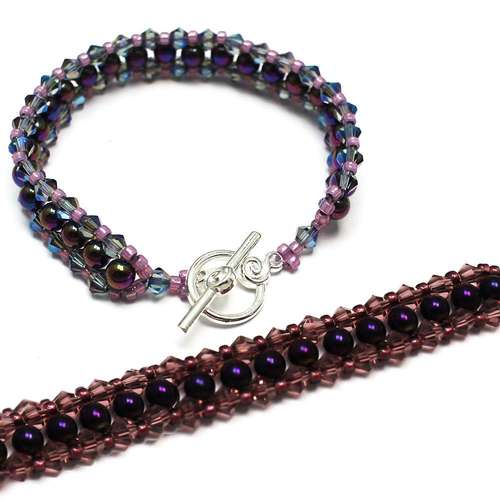 Tennis Hematite & Bicone bracelet purple rainbow bracelet making kit — DIY set with beads and instructions for creating handmade jewelry