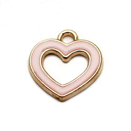 Enamel Gold Charm - Heart 2pc