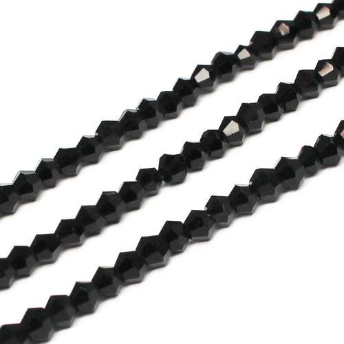 3mm crystal bicone beads jet black — faceted for jewelry making and beadwork