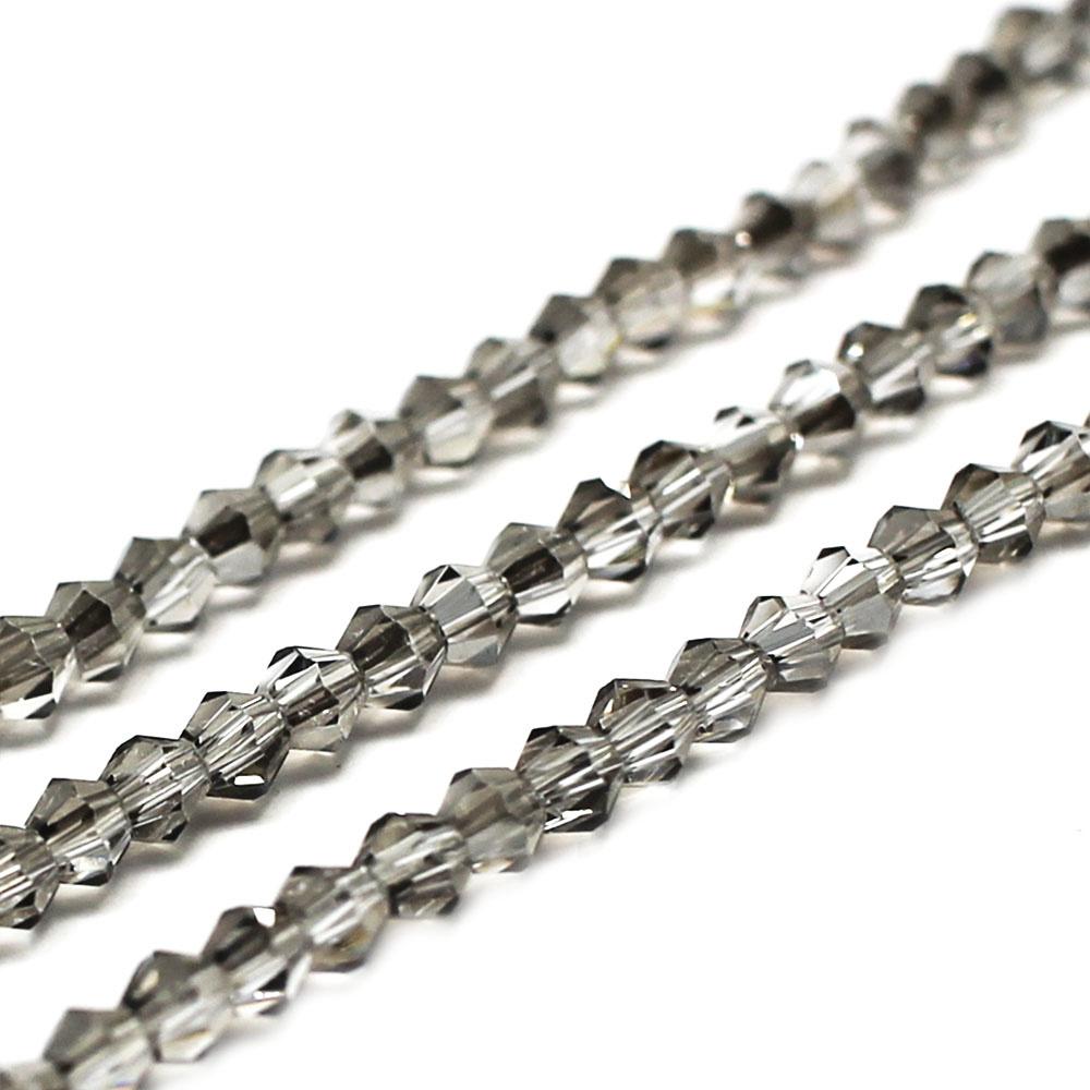 3mm crystal bicone beads silver dust — plated finish, ideal for jewelry making and beadwork