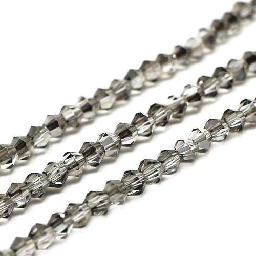 3mm crystal bicone beads silver dust — plated finish, ideal for jewelry making and beadwork