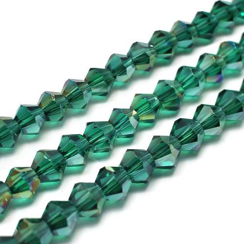 6mm crystal bicone beads teal ab — AB finish, faceted for jewelry making and beadwork