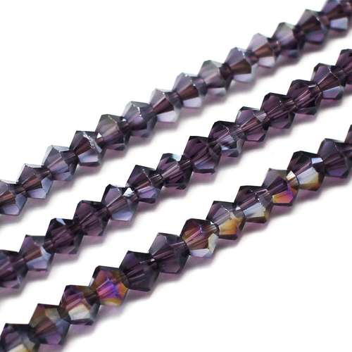 4mm crystal bicone beads purple ab — AB finish, faceted for jewelry making and beadwork