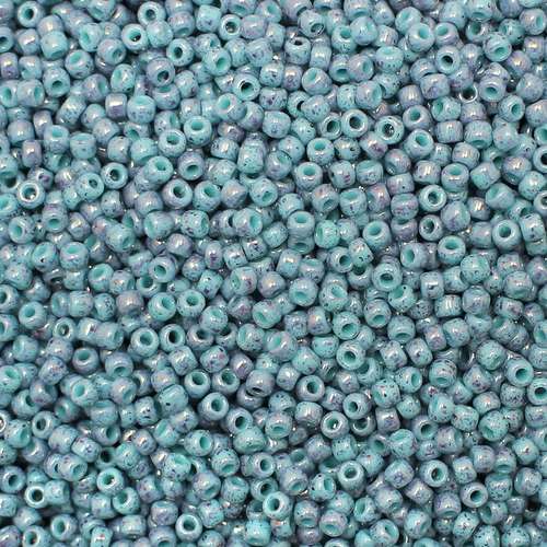 Toho Size 11 Seed Beads 10g - Marbled Opaque Turquoise Amethyst