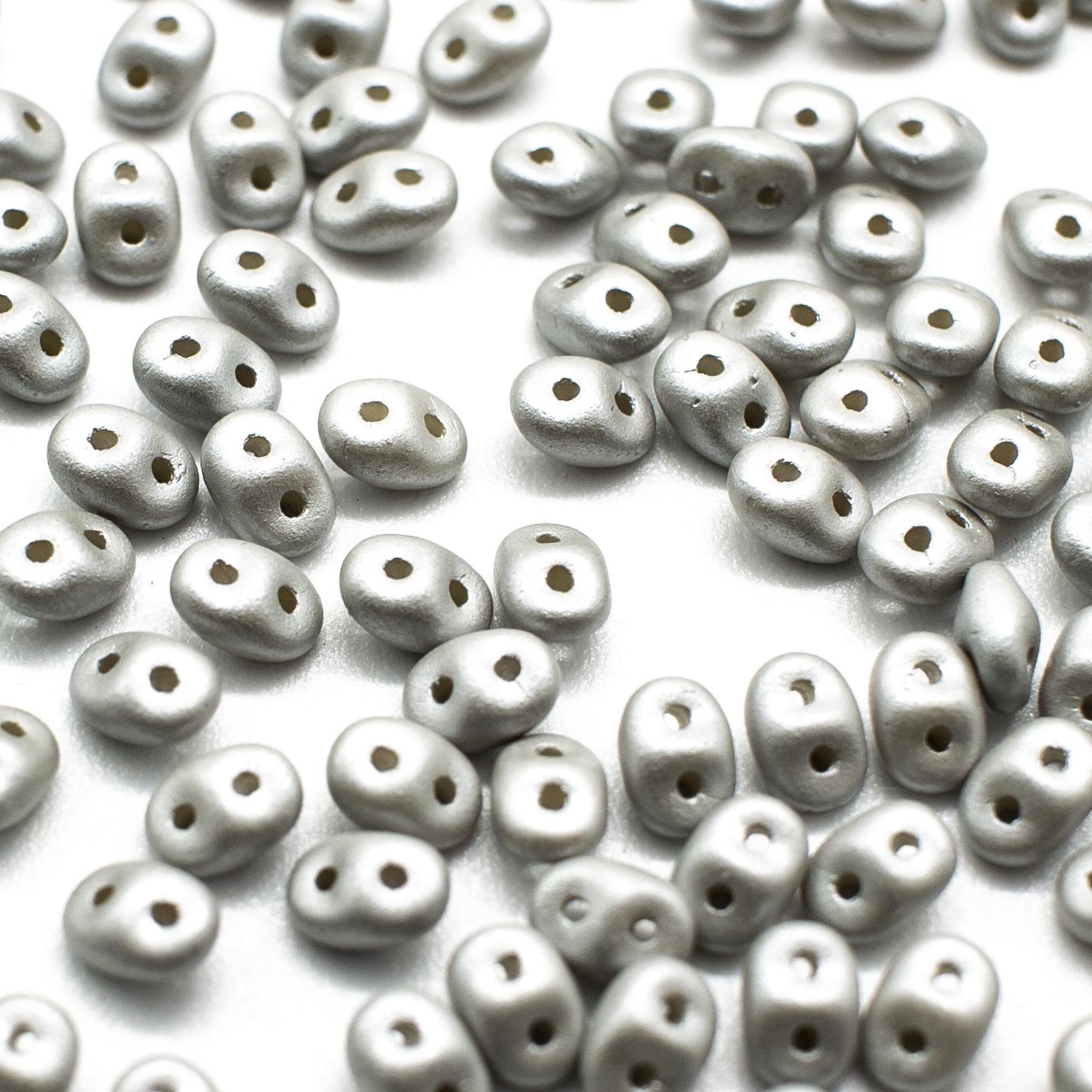 10g Czech glass Rulla beads powdery pastel grey — two-hole beads for jewelry making and bead weaving