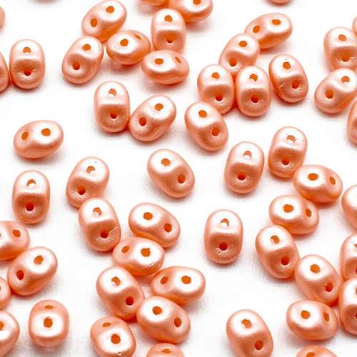 10g Czech glass Rulla beads powdery pastel peach — two-hole beads for jewelry making and bead weaving