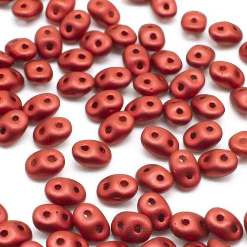 10g Czech glass Rulla beads chalk lava red — two-hole beads for jewelry making and bead weaving
