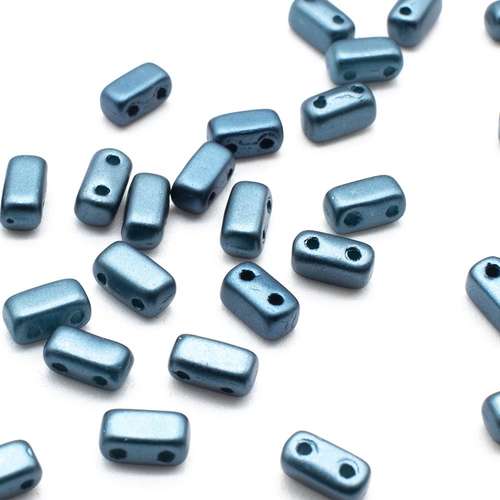 6x3mm Czech glass glass beads pearl coat steel blue — pack of 50, high-quality two-hole beads ideal for jewelry making, bead weaving, and…