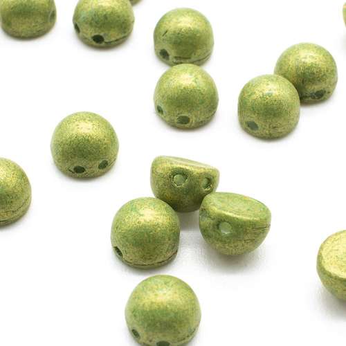 7mm Czech glass glass beads pacifica avacado — pack of 25, high-quality two-hole beads ideal for jewelry making, bead weaving, and crafts
