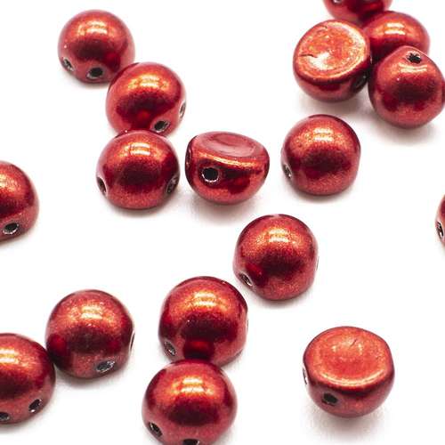 7mm Czech glass glass beads sat. metallic aurora red — pack of 25, high-quality two-hole beads ideal for jewelry making, bead weaving, an…
