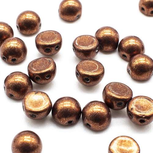 7mm Czech glass glass beads sat. metallic potters clay — pack of 25, high-quality two-hole beads ideal for jewelry making, bead weaving,…